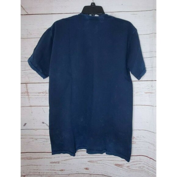 Comfort Colors Dark Blue Stone Washed Design Front Pocket Cotton Medium T Shirt - Picture 3 of 6
